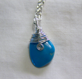 Natural Sleeping Beauty Turquoise Wire Wrapped Pendant