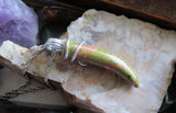 Unakite Natural Carved Stone Horn Wire Wrapped Pendant Necklace