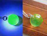 Vaseline UV Glow Glass Marble Vintage Pendant Necklace