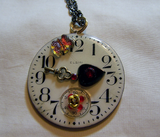 Steampunk Antique Enamel Watch Face Pendant