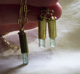 Watermelon Tourmaline Bullet Pendant and Earrings Set