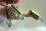 Watermelon Tourmaline Bullet Pendant and Earrings Set