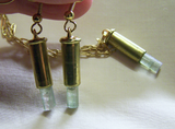 Watermelon Tourmaline Bullet Pendant and Earrings Set