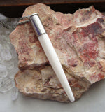 Natural White Bone Point Silver Bullet Jewelry Pendant Necklace