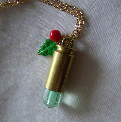 Wintergreen Holly Glow in the Dark Bullet Pendant