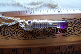 Wire Wrapped Rainbow Fluorite Silver Bullet Jewelry Pendant